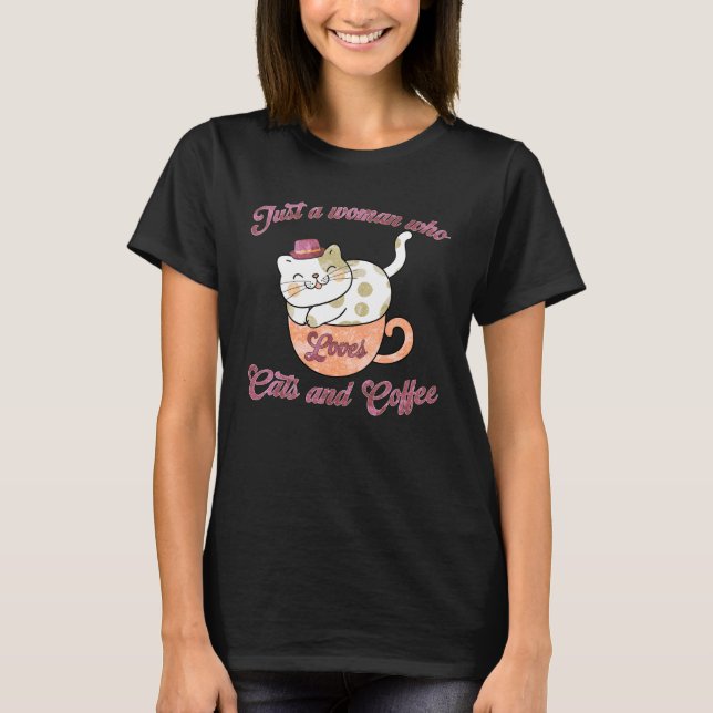 Camiseta Só uma mulher que ama gatos e café (Frente)