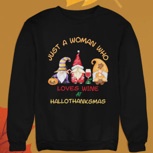 Camiseta Só uma mulher que ama vinho em Hallothanksmas