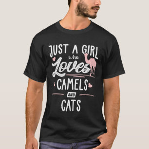 Camiseta Só Uma Rapariga Que Ama Camelos E Gatos  Mulheres