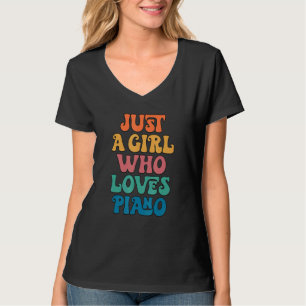 Camiseta Só Uma Rapariga Que Ama Piano Pianista Toca Piano