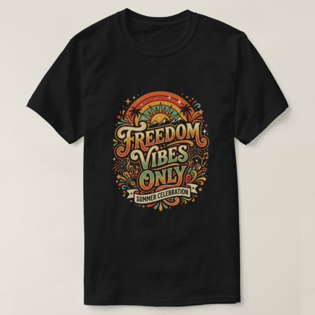 Camiseta Só Vibrações de Liberdade dia independente junetee (Frente do Design)