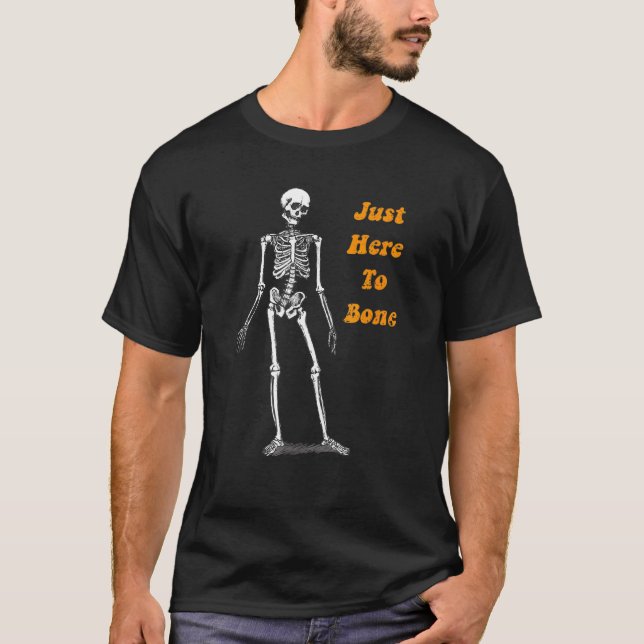 Camiseta Só Vim Para O Halloween Do Esqueleto Osso (Frente)