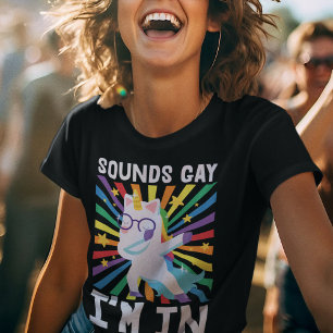 Camiseta Soa gay, estou no unicórnio arco-íris do orgulho L