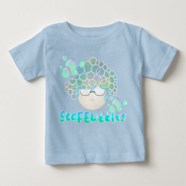 Camiseta Soap Bubbles bebê menino azul (Frente)