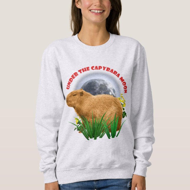 Camiseta Sob a Lua do Capivara Animal Fofo (Frente)
