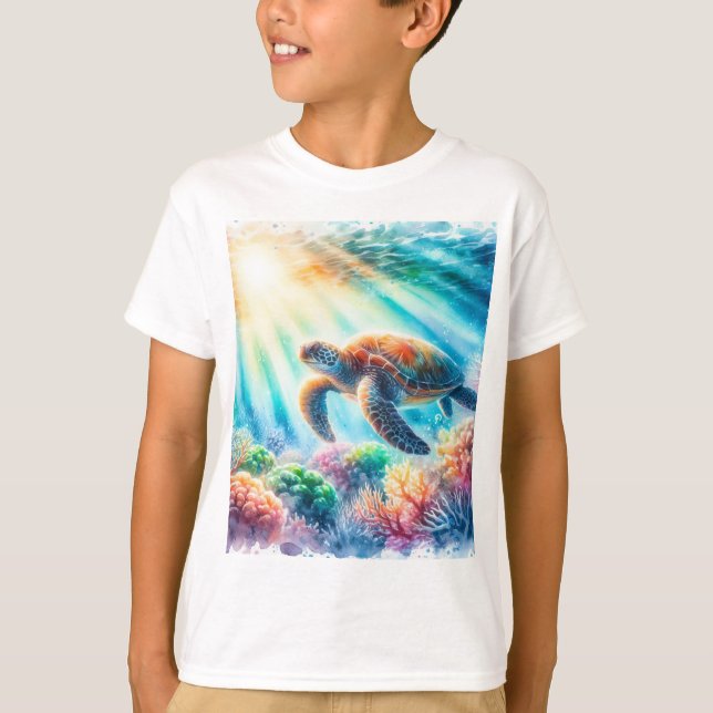 Camiseta sob a tartaruga marinha oceânica (Frente)