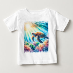 Camiseta sob a tartaruga marinha oceânica