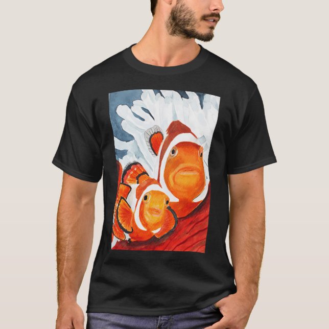 Camiseta Sob as Ondas – Peixe-Palhaço e Anêmona (Frente)