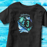 Camiseta Sob o Mar Birthday Boy Blue Watercolor<br><div class="desc">Um design para uma comemoração submarina para o seu aniversariante com criaturas pintadas manualmente de aquarelas como baleia,  tartarugas,  medusa e cavalos marinhos! Você pode personalizar o nome e a idade. Consulte a coleção de partes correspondentes.</div>