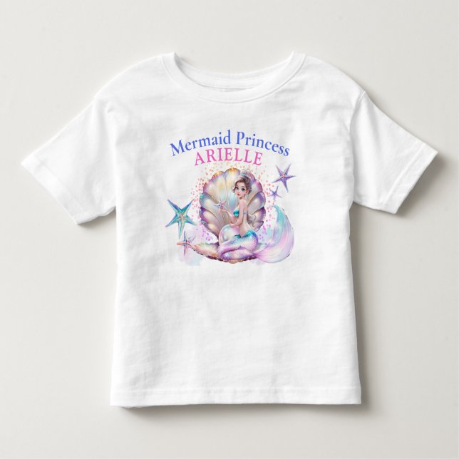 Camiseta Sob o Mar de Sereia Princesa Birthday (Frente)