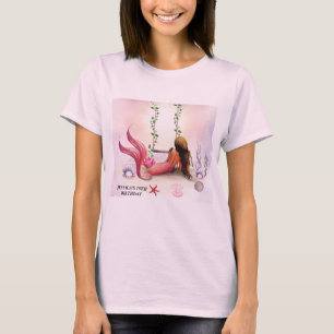 Camiseta Sob O Mar De Turquesa Roxa Do Oceano Sereia