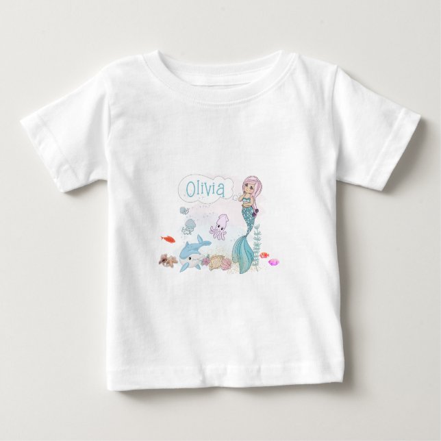 Camiseta Sob o Mar Sereia Personalizada (Frente)