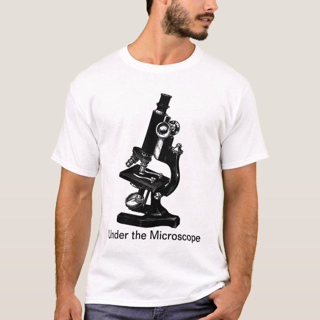 Camiseta Sob o microscópio - Tshirt da ciência (Frente)