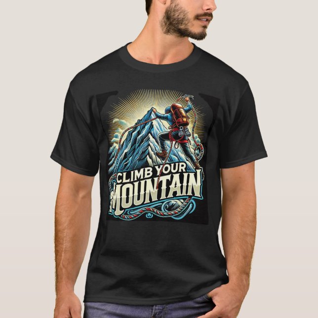 Camiseta "Sobe A Sua Montanha, Abraça A Aventura!" (Frente)