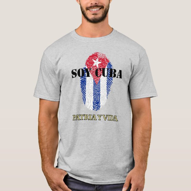 Camiseta Sobe Cuba Sou Cuba Patria Y Vida Light (Frente)