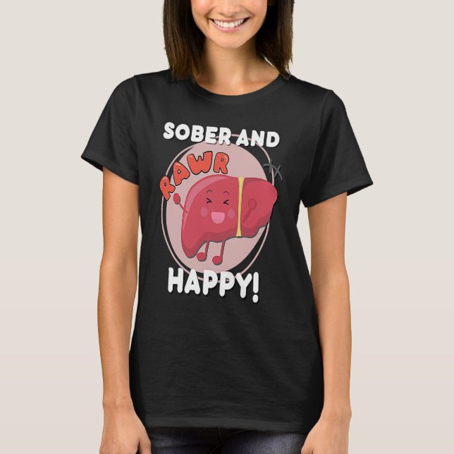 Camiseta Sober and Happy Liver Chibi Joy Recovery Anniversa (Frente)