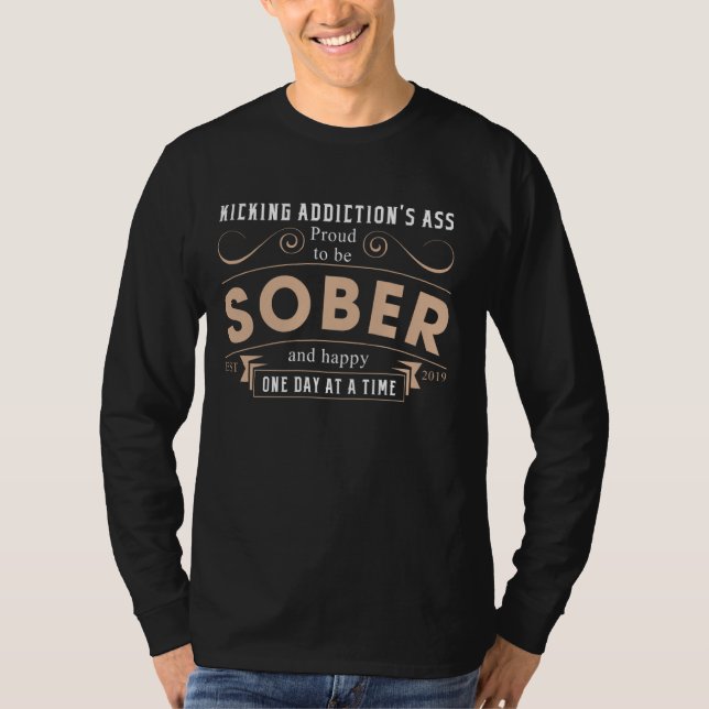Camiseta Sober Desde 2019 - 6 Anos Aniversário De Sobriedad (Frente)