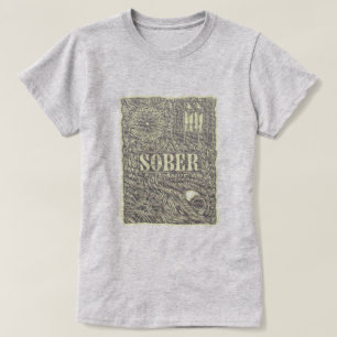 Camiseta Sober Etch detalhado poster gráfico