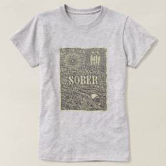 Camiseta Sober Etch detalhado poster gráfico