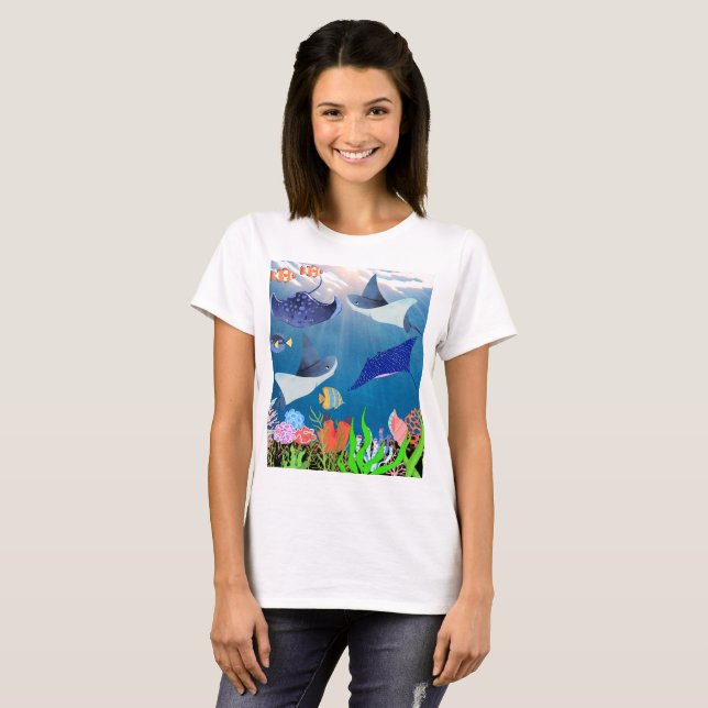 Camiseta Soberano Mantas E Corais Receptor Oceânico (Frente Completa)