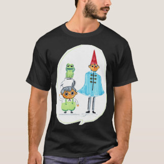 Camiseta sobre a parede do jardim e desenho animado infanti
