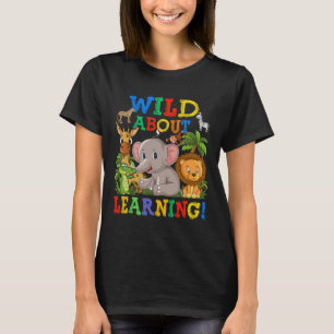 Camiseta Sobre Aprender Animais Safari Selva De Volta À Esc