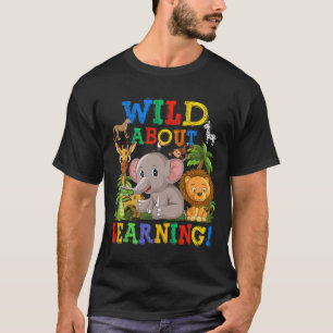 Camiseta Sobre Aprender Animais Safari Selva De Volta À Esc