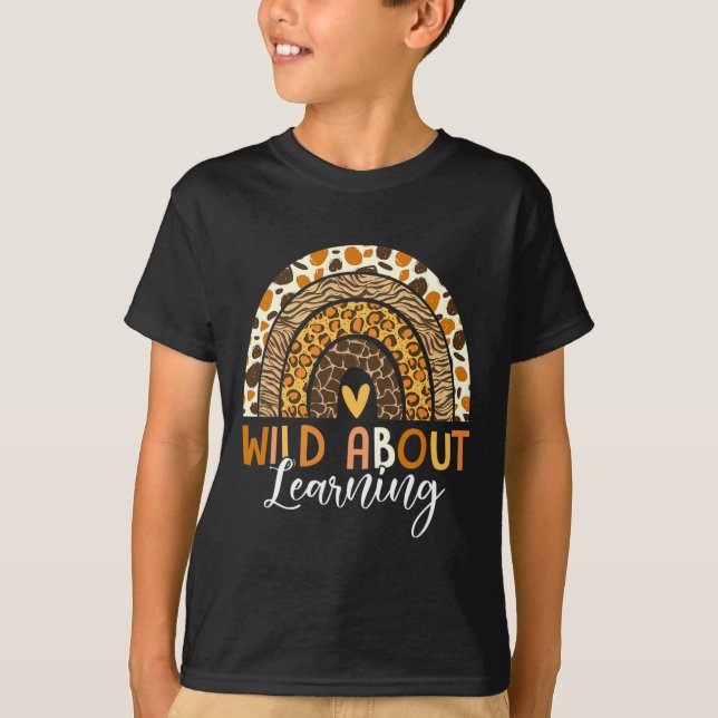 Camiseta Sobre Aprender Professor De Volta À Chuva De Leopa (Frente)