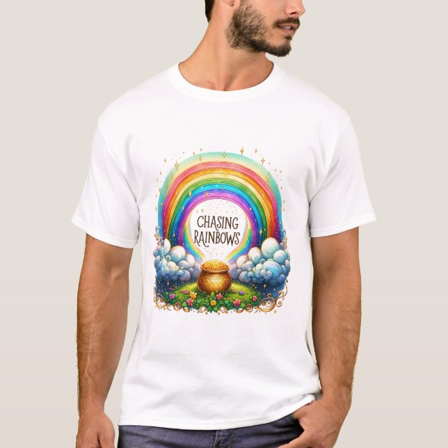 Camiseta Sobre o Arco-Íris - Caça do tesouro (Frente)