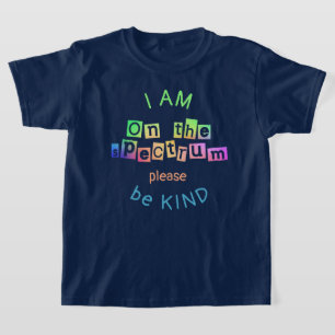 Camiseta Sobre O Espectro Arco-Íris Marinho Azul Autismo Co