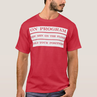 Camiseta sobre os novos homens do programa no chão mantenha