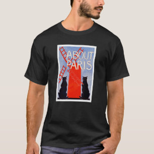 Camiseta Sobre Paris Gatos Pretos Moinho de Vento Vermelho