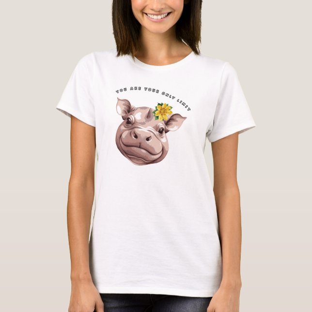 Camiseta Sobrecarga De Cuteness! Pygmy Hippo Adorável (Frente)