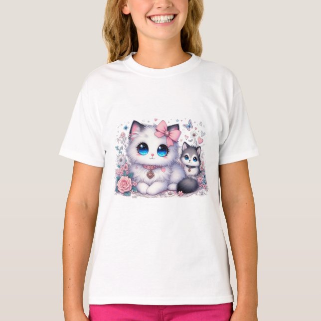 Camiseta Sobrecarga de gatinhos de cutena: Gato e cão de ol (Frente)