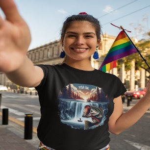 Camiseta Sobrecarga majestosa sobre cascata no pôr do sol