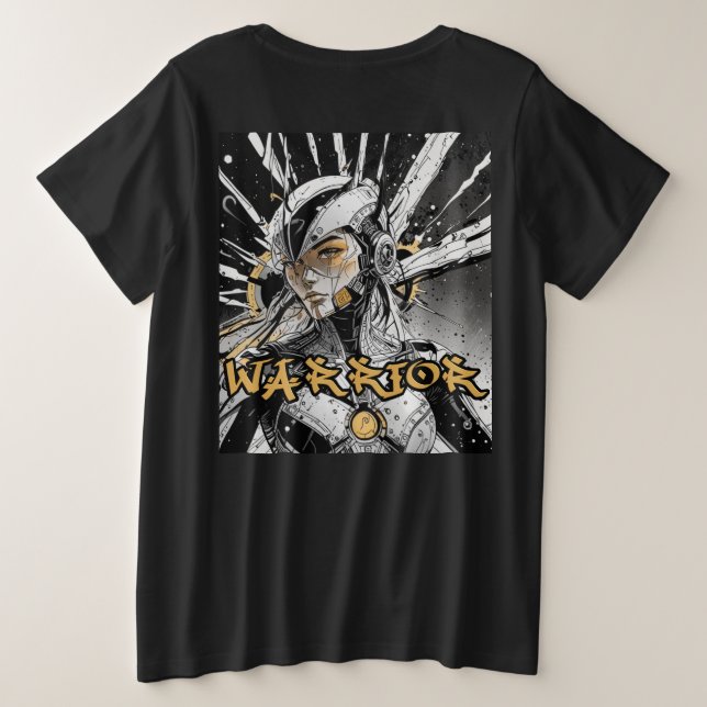 Camiseta Sobredimensionamento do guerreiro do mangá (Verso do Design)