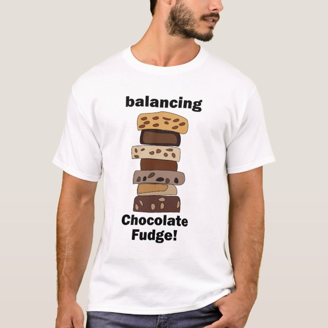 Camiseta Sobremesa de Chocolate Fudge Equilibrando Engraçad (Frente)