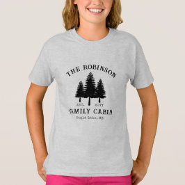 Camiseta Sobrenome da Família Cabana Rústico País Árvores 