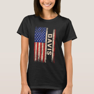 Camiseta Sobrenome Davis Shirt Davis Name American Flag