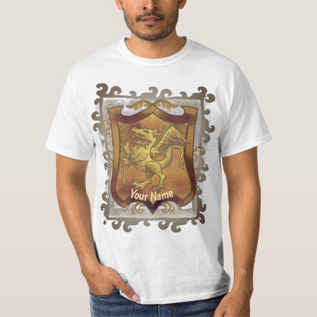 Camiseta Sobrenome Escudo Dragon Quest (Frente)