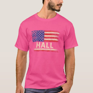 Camiseta Sobrenome Hall Shirt Hall Nome American Flag