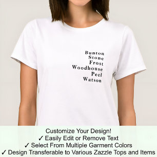 Camiseta Sobrenome Nome Famoso Nome Tendência Personalizado