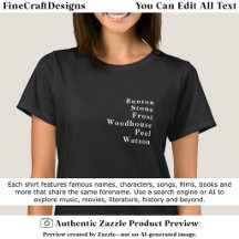 Sobrenome Nome Famoso Tendência Personalizado 02W