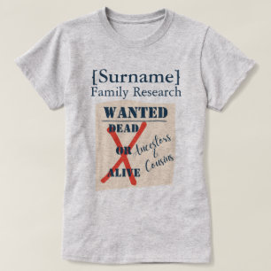 Camiseta '[Sobrenome] Pesquisa Familiar (Cartaz de