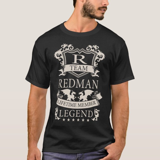 Camiseta SOBRENOME REDMAN, crista do nome da família REDMAN (Frente)