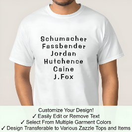 Camiseta Sobrenomes Completamente Personalizados De Michael