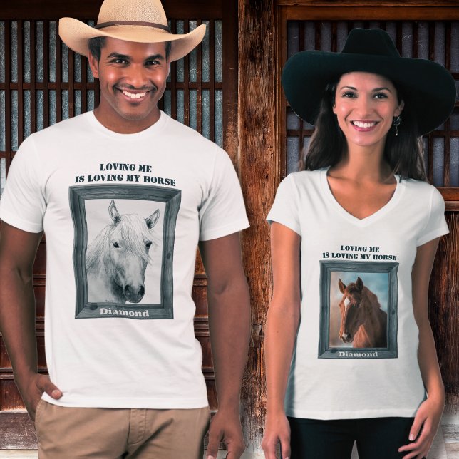 Camiseta Sobreposição de Cavalo Única Personalizada (Criador carregado)