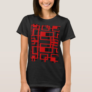 Camiseta Sobreposição de retângulos Abstrato vermelho preto
