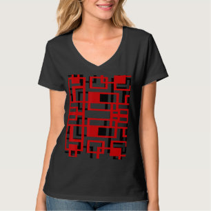 Camiseta Sobreposição de retângulos Abstrato vermelho preto