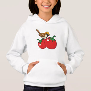 Camiseta Sobreposição Orgânica Comendo Tomate Vermelho